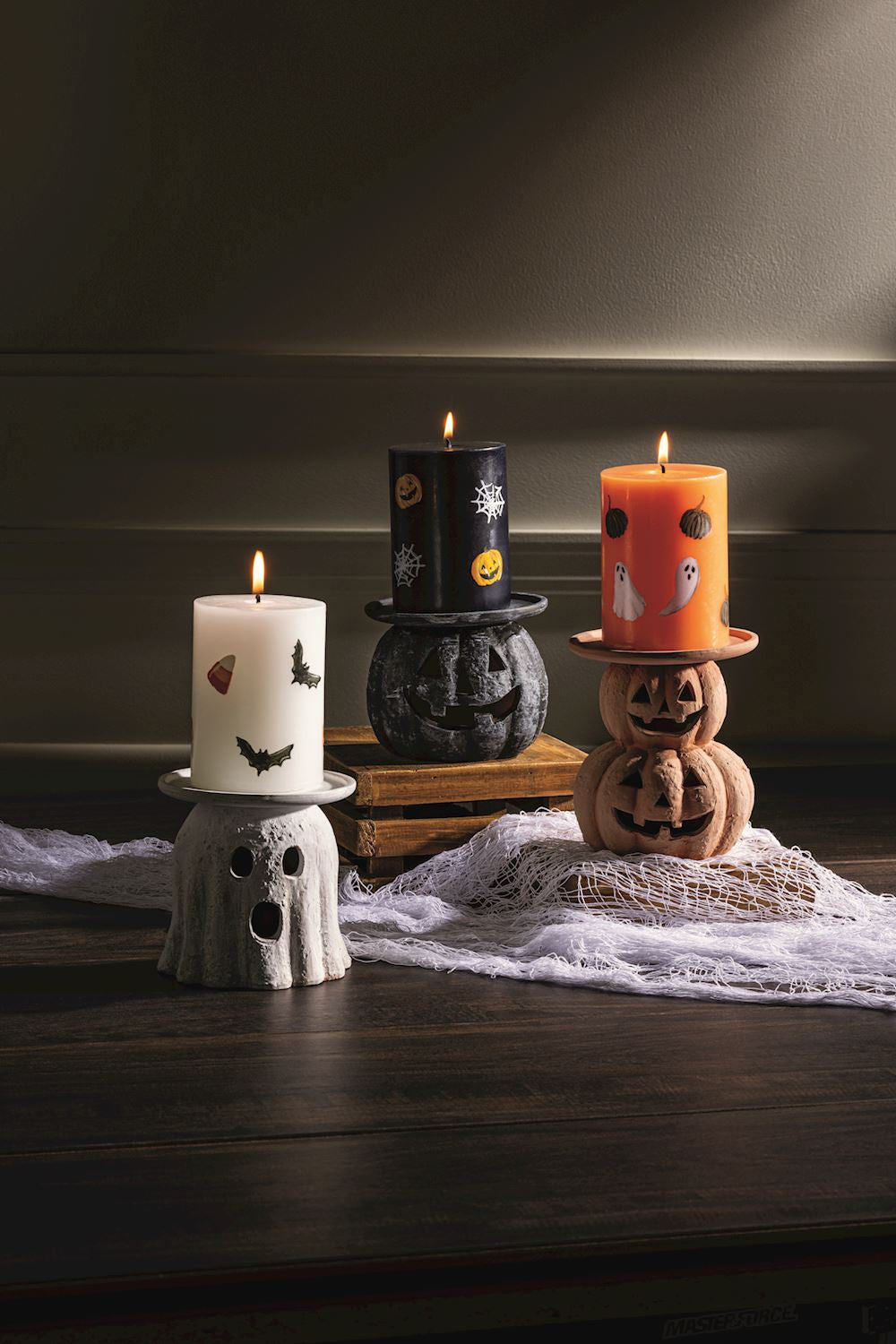 Terracotta Halloween Pillar Candle Holder